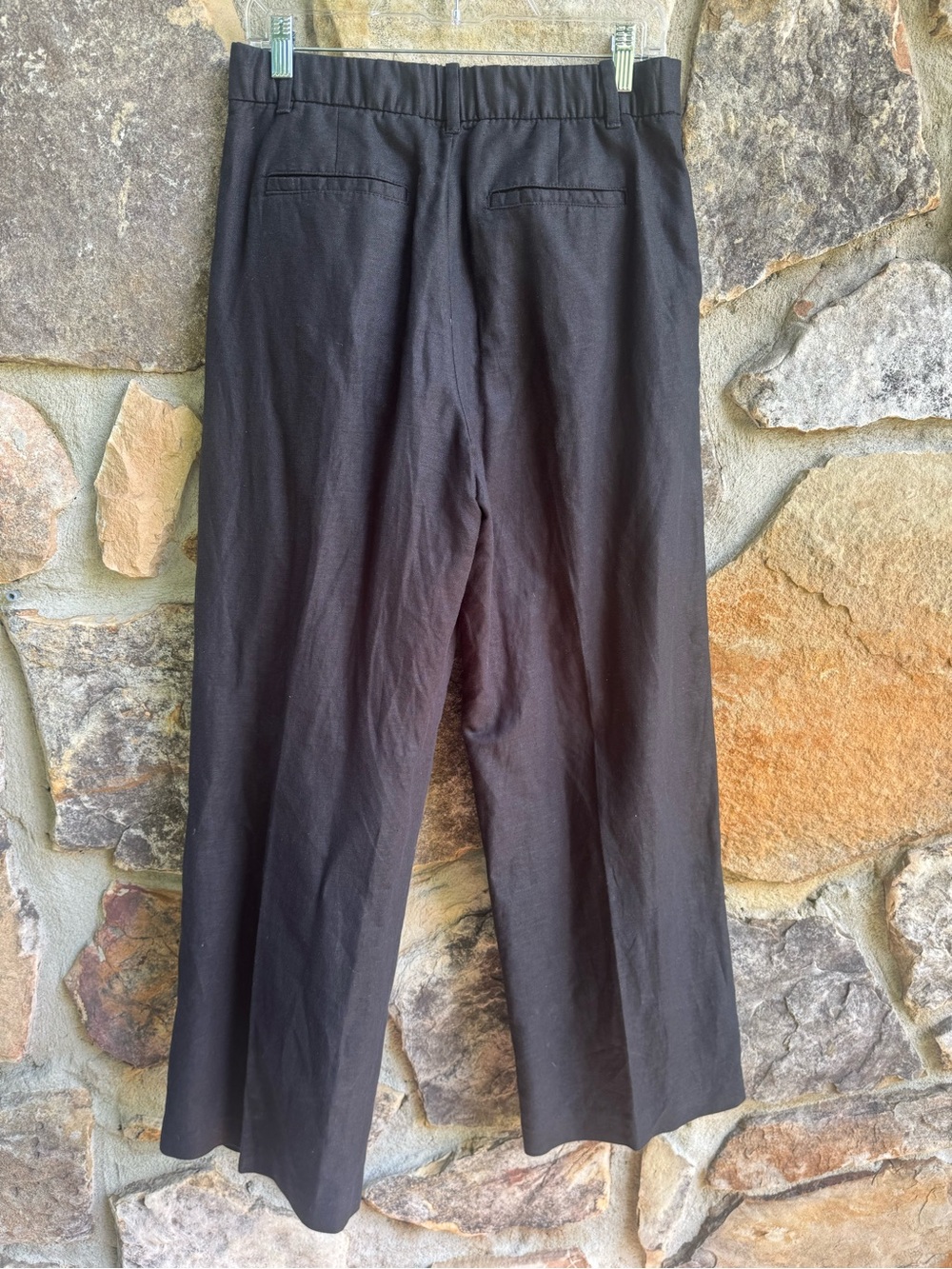 GAP 365 High-Rise Linen-Blend Black Wide-Leg Tailored Trousers 8 30” Inseam - Picture 6 of 16